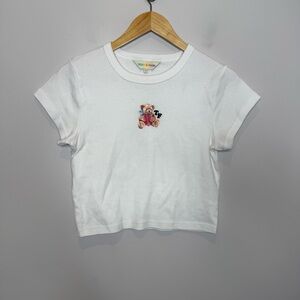 Teddy Fresh White Short Sleeve Crop Top T-Shirt